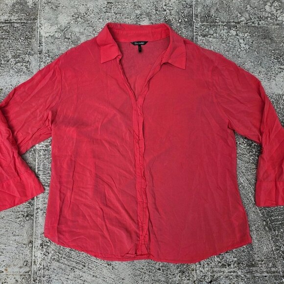 Daisy Fuentes Women Top Shirt Rose Pink Rayon Long Sleeve Blouse Size XL - Picture 7 of 12